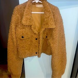 Fluffy crop dress jacket